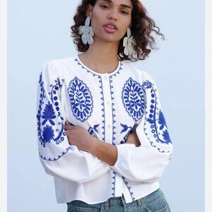 Zara Embroidered White Top